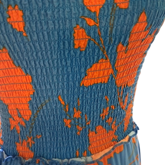 Anthropologie Abel the Label Strapless Maxi Dress – Blue & Orange Floral – Boho - Picture 5 of 10